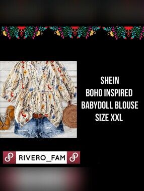 SHEIN | BOHO INSPIRED BABYDOLL BLOUSE | SIZE XXL